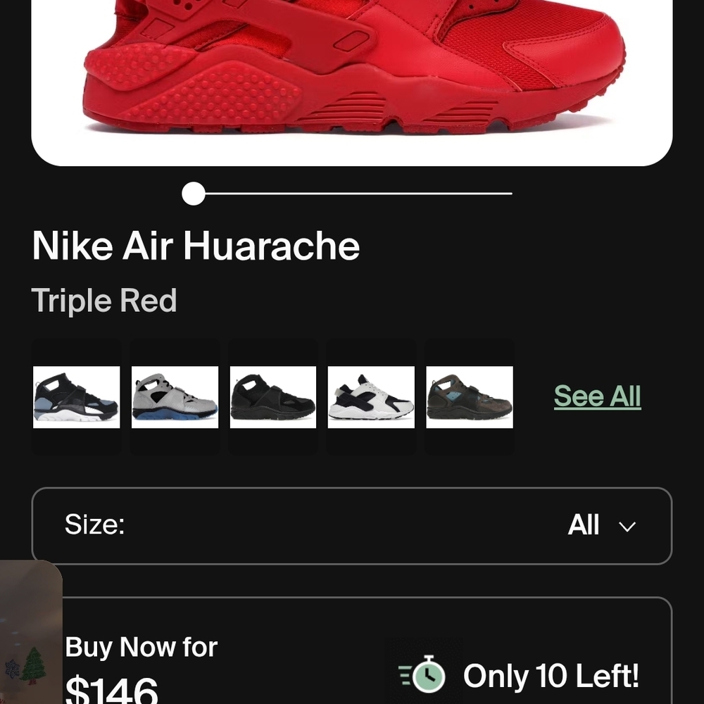 Nike Air Size 8 Huarache Triple Red Sneakers